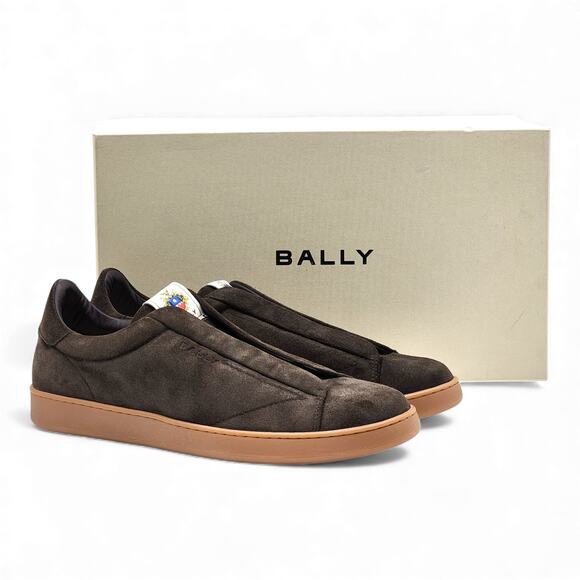 Bally Crest Romy Suede Slip On Men’s Sneakers Dark Brown - NWB $400 - Picture 1 of 7